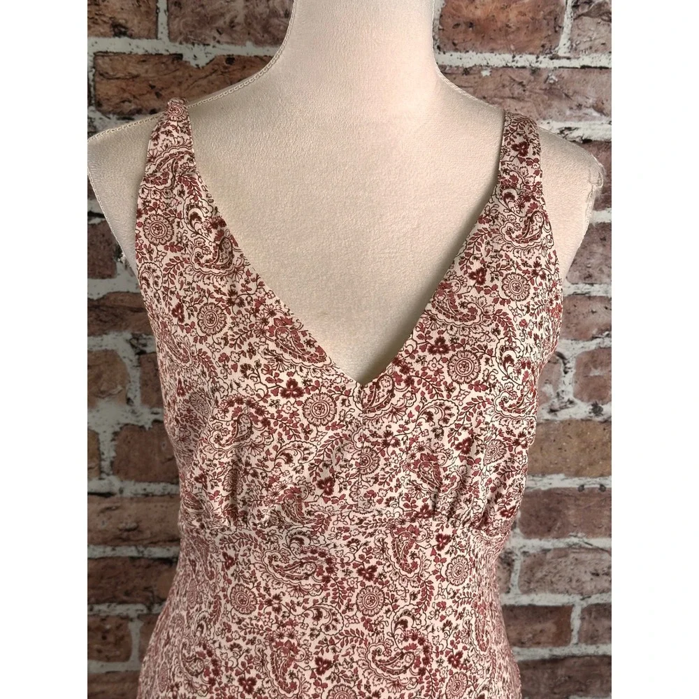 Abercrombie & Fitch Women's Paisley Floral V-Neck Mini Dress Terracotta Med NWOT - Picture 6 of 15